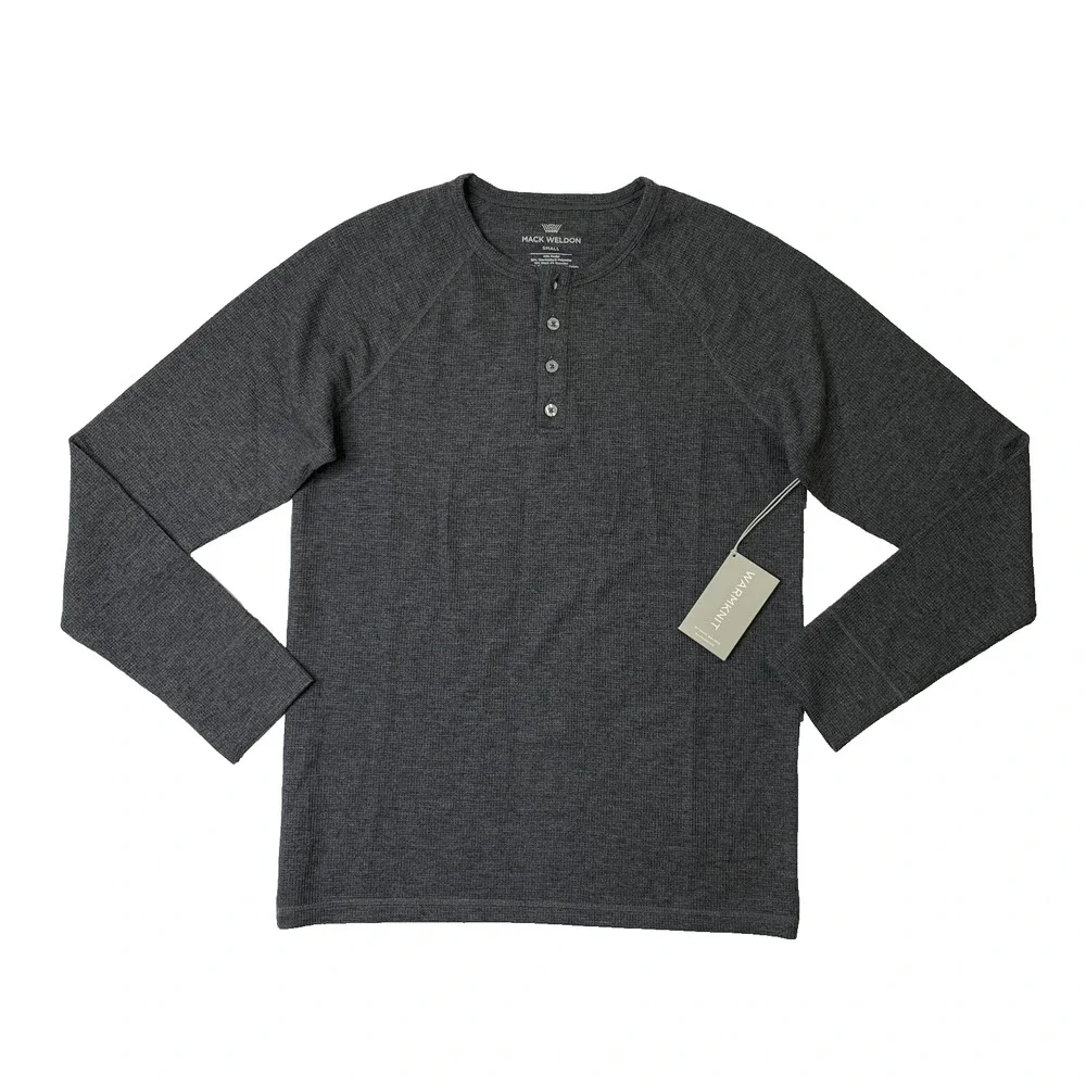 Mack Weldon Sweater Mens S Small Gray Warmknit Waffle Henley Modal Wool Blend